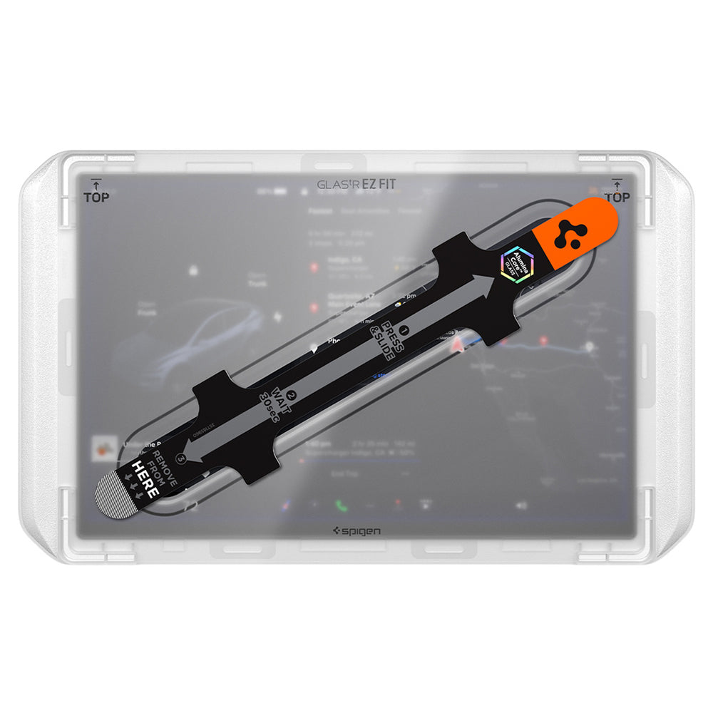 Spigen GlastR EZ FIT Anti-Glare Schutzfolie für Tesla Y 2026 Premium / Performance Navigation, gehärtetes Glas AGL10819