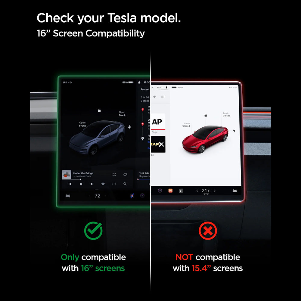 Spigen GlastR EZ FIT Anti-Glare Schutzfolie für Tesla Y 2026 Premium / Performance Navigation, gehärtetes Glas AGL10819