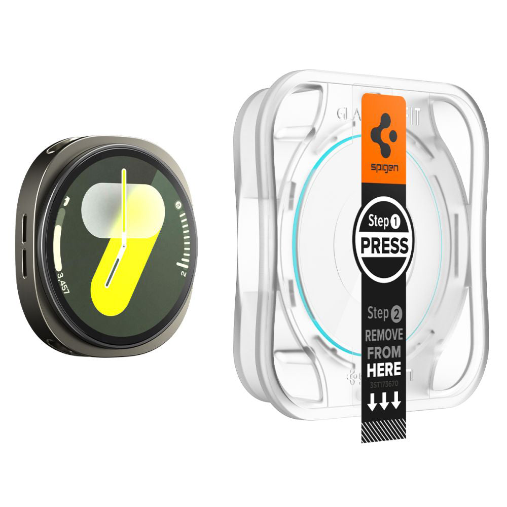 Schutzfolie Spigen GlastR EZ FIT für Samsung Galaxy Watch8 40mm, Set 2 Stück, Gehärtetes Glas AGL09876