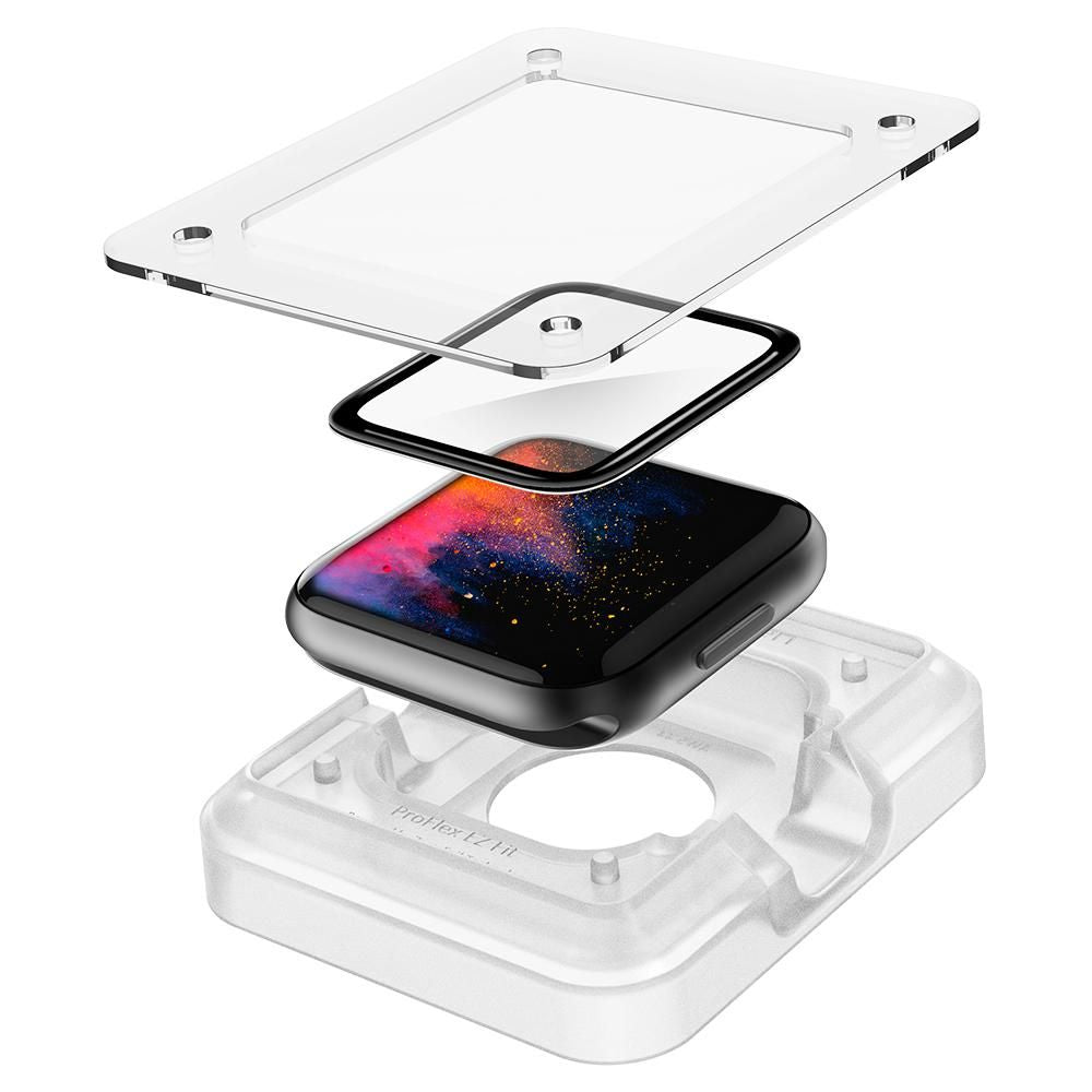 Spigen ProFlex EZ FIT Schutzfolie für Apple Watch 44mm Serie, Set mit 2 Stück, Flexibles Glas, Schwarz