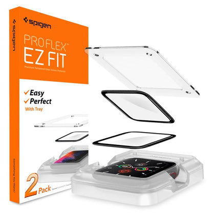 Spigen ProFlex EZ FIT Schutzfolie für Apple Watch 44mm Serie, Set mit 2 Stück, Flexibles Glas, Schwarz