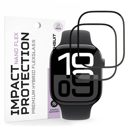 Schutzfolie Techsuit Nano Flex für Apple Watch Series 10 / 11 46mm, Set 2 Stück, Kunststoff, Schwarz