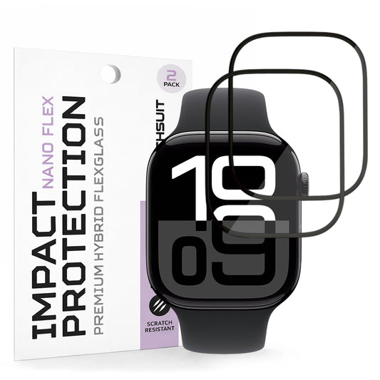 Schutzfolie Techsuit Nano Flex für Apple Watch Series 10 / 11 46mm, Set 2 Stück, Kunststoff, Schwarz