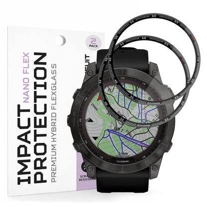 Schutzfolie Techsuit Nano Flex für Garmin Fenix 7X, Set 2 Stück, Kunststoff, Schwarz