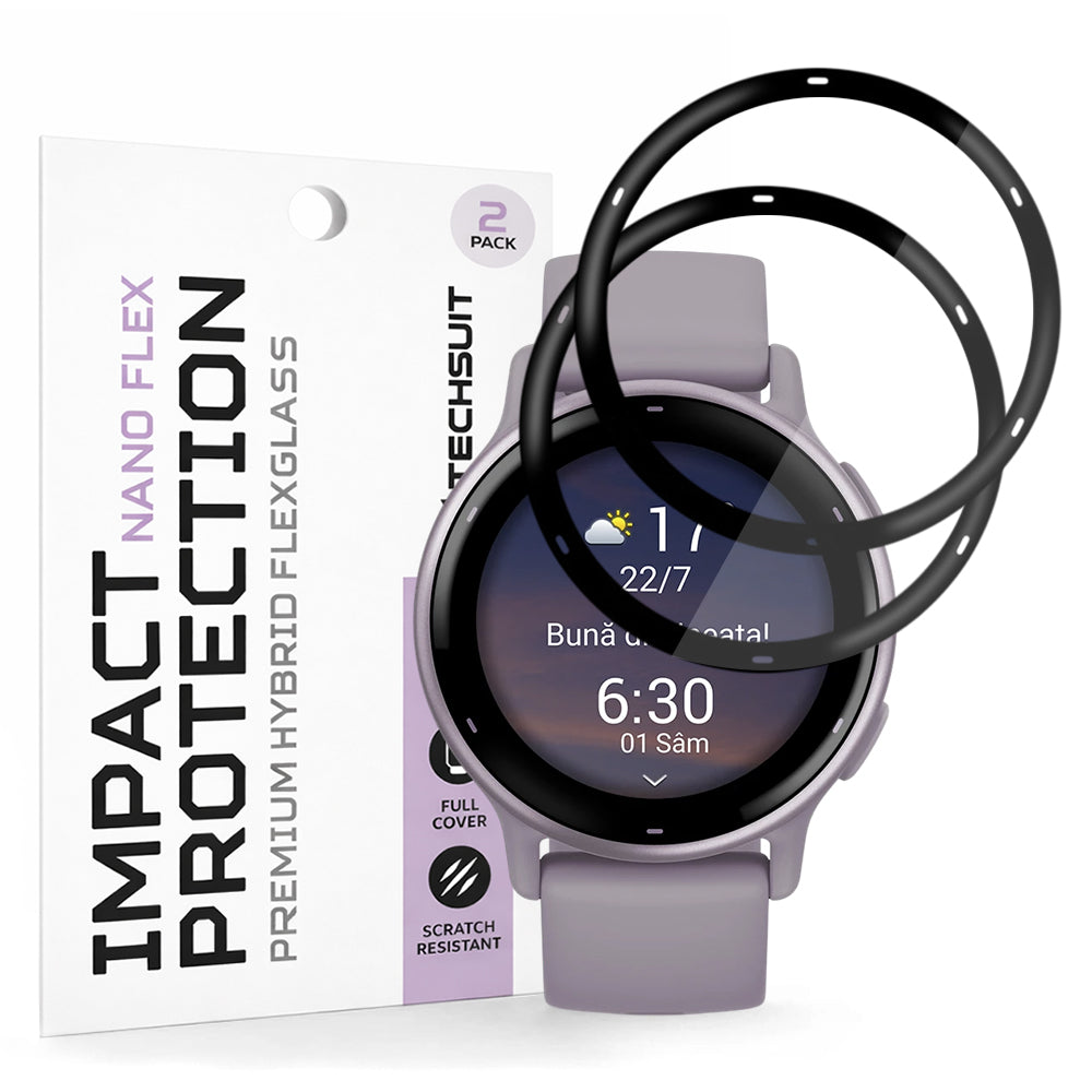 Schutzfolie Techsuit Nano Flex für Garmin Vivoactive 5, Set 2 Stück, Kunststoff, Schwarz
