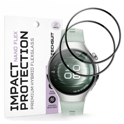 Schutzfolie Techsuit Nano Flex für Huawei Watch 5 42mm, Set 2 Stück, Kunststoff, Schwarz