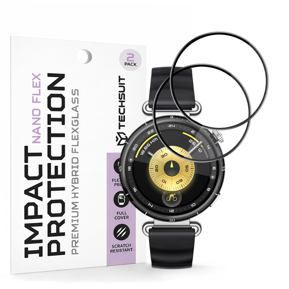 Schutzfolie Techsuit Nano Flex für Huawei Watch GT 6 41mm, Set 2 Stück, Kunststoff, Schwarz