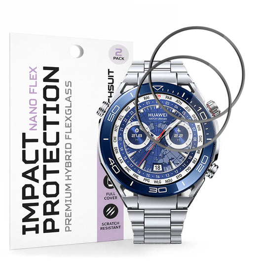 Schutzfolie Techsuit Nano Flex für Huawei Watch Ultimate 2 / Ultimate, Set mit 2 Stück, Kunststoff, Schwarz