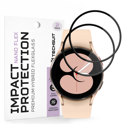 Schutzfolie Techsuit Nano Flex für Samsung Galaxy Watch4 40mm, Set mit 2 Stück, Kunststoff, Schwarz