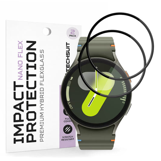 Schutzfolie Techsuit Nano Flex für Samsung Galaxy Watch7 44mm, Set 2 Stück, Kunststoff, Schwarz