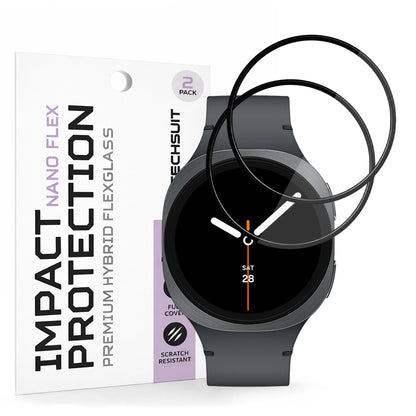 Schutzfolie Techsuit Nano Flex für Samsung Galaxy Watch8 40mm, Set 2 Stück, Kunststoff, Schwarz