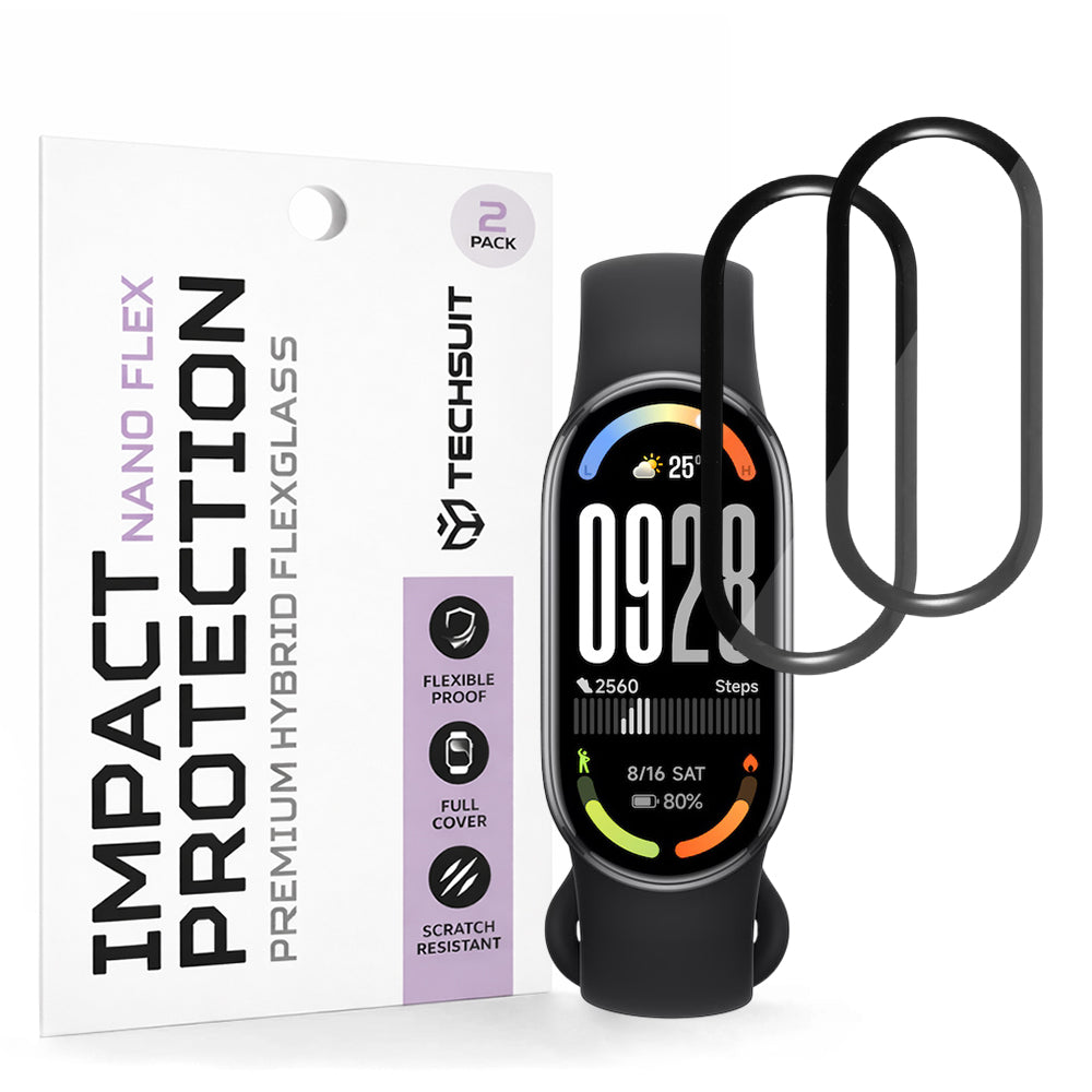 Schutzfolie Techsuit Nano Flex für Xiaomi Smart Band 10, Set mit 2 Stück, Kunststoff, Schwarz