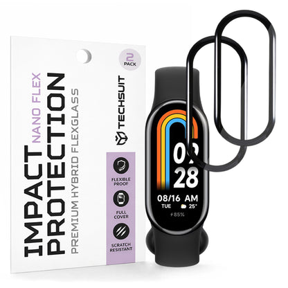 Schutzfolie Techsuit Nano Flex für Xiaomi Smart Band 8, Set mit 2 Stück, Kunststoff, Schwarz