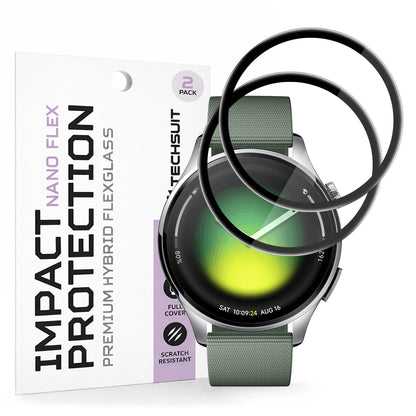 Schutzfolie Techsuit Nano Flex für Xiaomi Watch 5, Set mit 2 Stück, Kunststoff, Schwarz