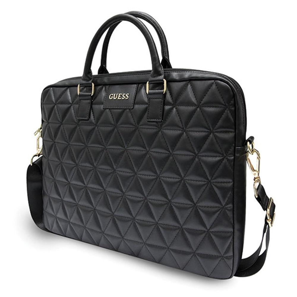 Guess Quilted Tasche für 15-Zoll-Laptop, Schwarz