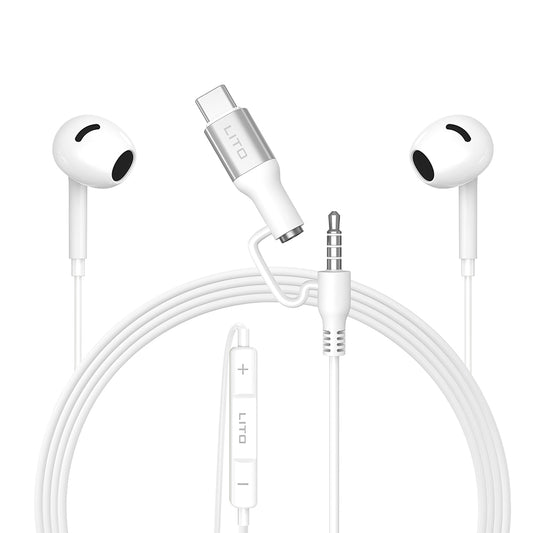 Handsfree 3.5mm / USB-C Lito LF03, Weiß