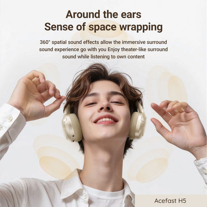 Handsfree Bluetooth Acefast H5, A2DP, ANC, Weiß