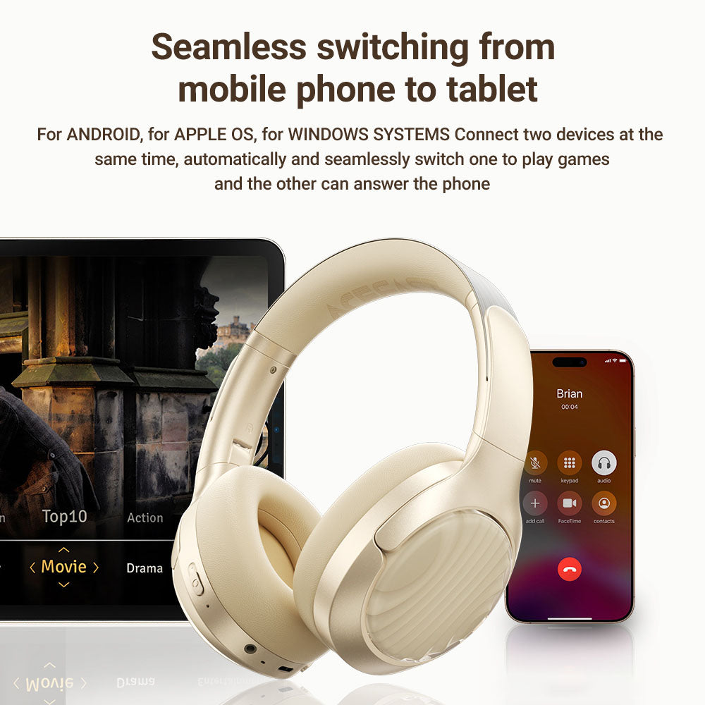 Handsfree Bluetooth Acefast H5, A2DP, ANC, Weiß