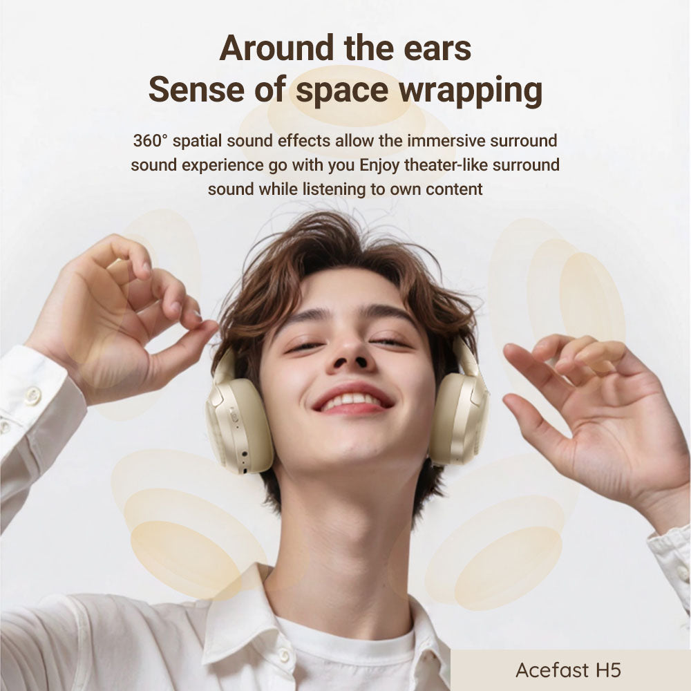 Handsfree Bluetooth Acefast H5, A2DP, ANC, Schwarz