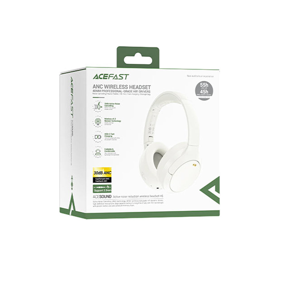 Acefast H6 Bluetooth Handsfree, A2DP, ANC, White