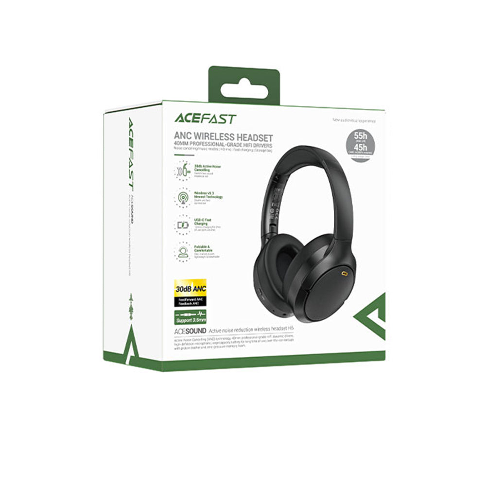 Handsfree Bluetooth Acefast H6, A2DP, ANC, Schwarz