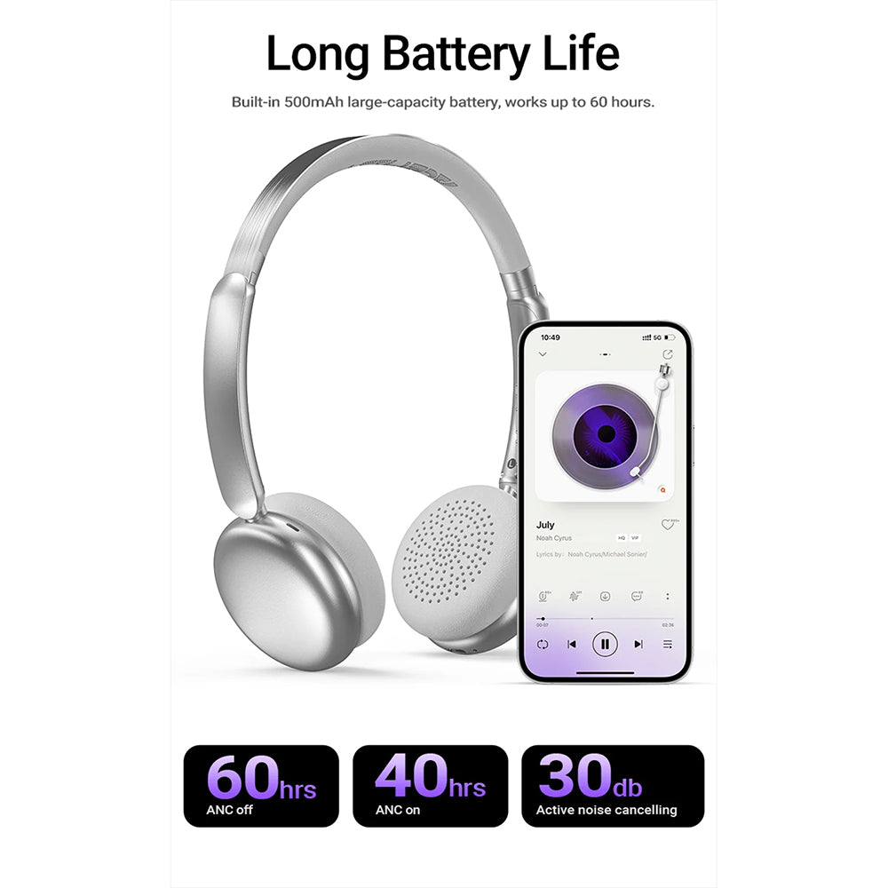 Handsfree Bluetooth Acefast H8, A2DP, ANC, Silber