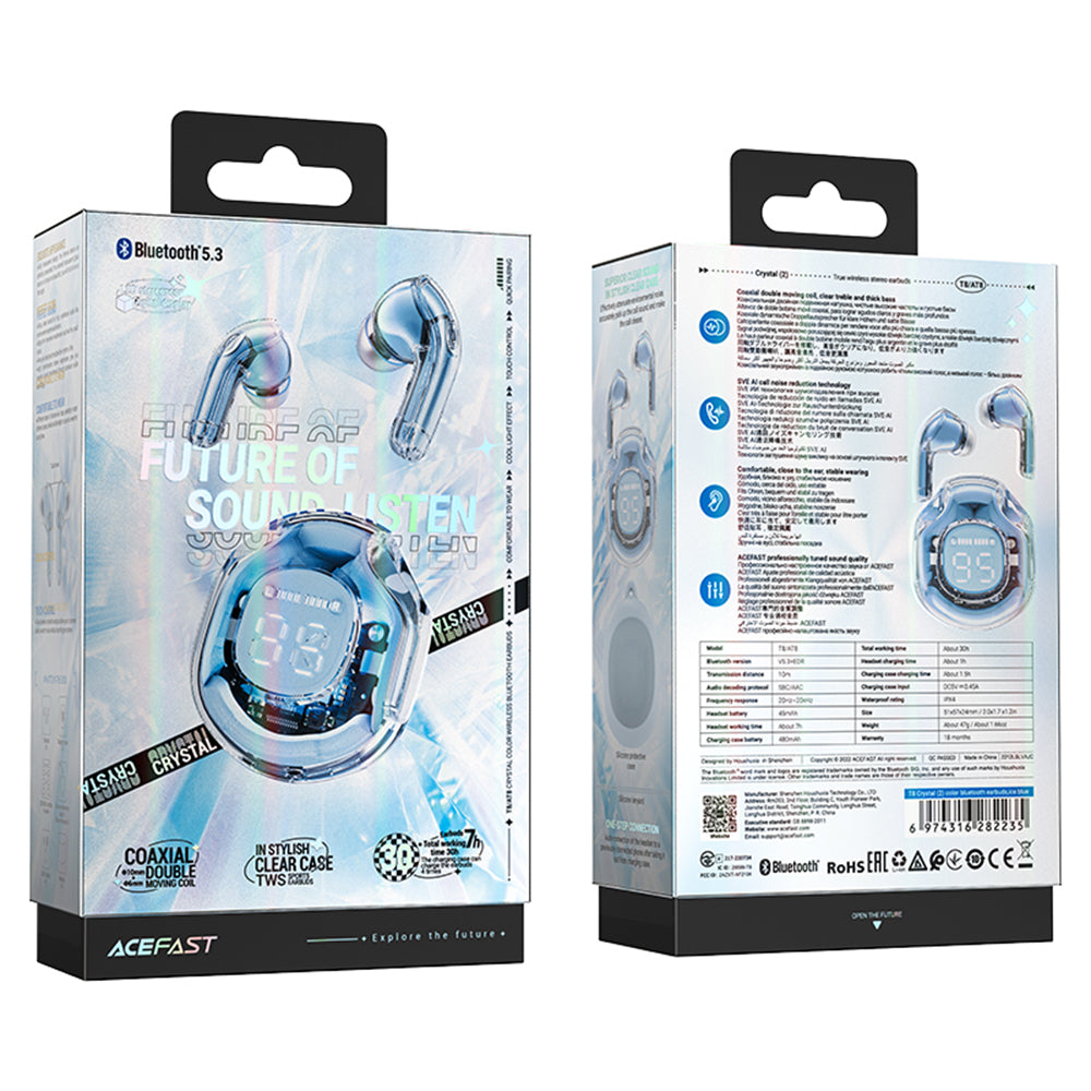 Handsfree Bluetooth Acefast T8, TWS, Blau