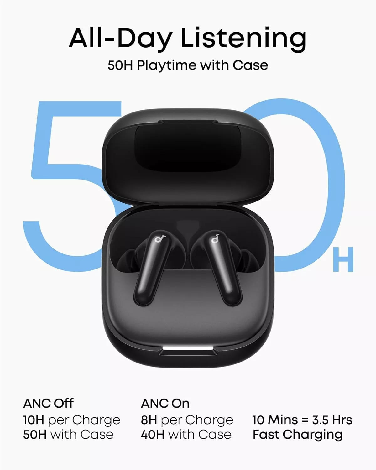 Handsfree Bluetooth Anker Soundcore R60i, TWS, ANC, Schwarz D1202G11