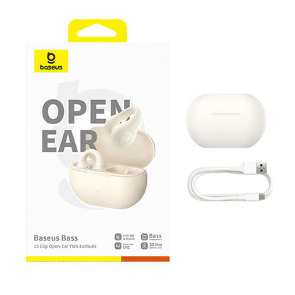 Handsfree Bluetooth Baseus Bass 15 Clip, TWS, Weiß A00079500223-00