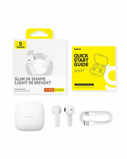 Freisprecheinrichtung Bluetooth Bluetooth Baseus Bowie E16, TWS, Weiß A00061900223-00 