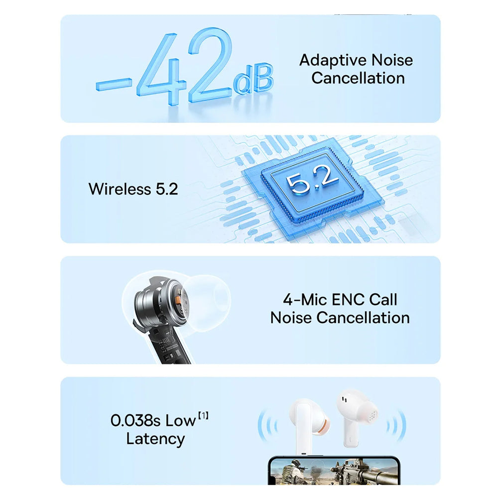 Handsfree Bluetooth Baseus Bowie M2, TWS, Weiß A00024000221-Z1