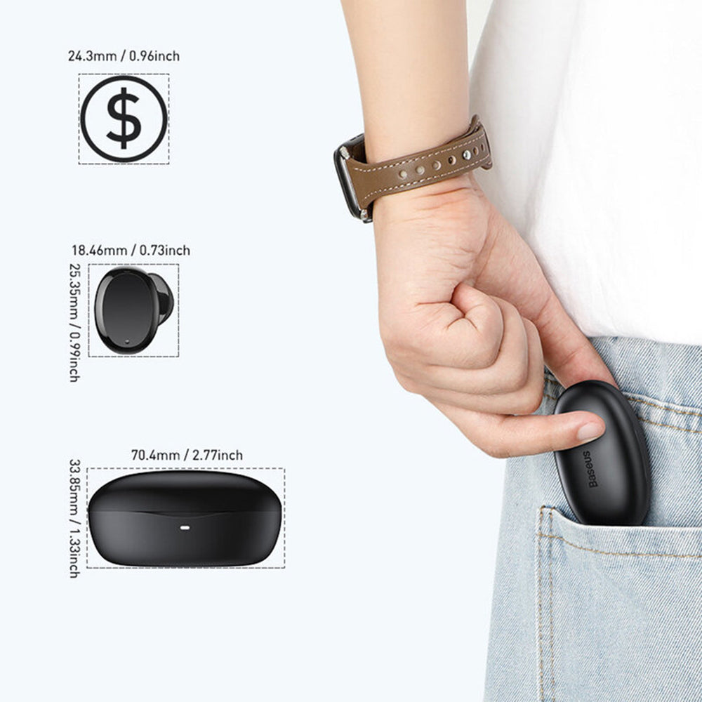 Handsfree Bluetooth Baseus Encok W11, TWS, Schwarz NGTW060001