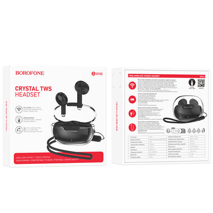 Handsfree Bluetooth Borofone BW46 Ice Flake, TWS, Schwarz