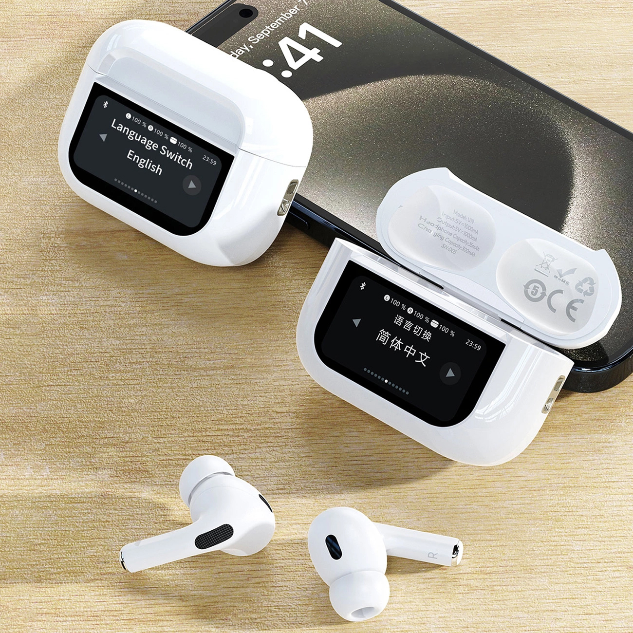 Bluetooth-Freisprecheinrichtung Dudao U19 Display, TWS, Weiß, Wiederverpackt