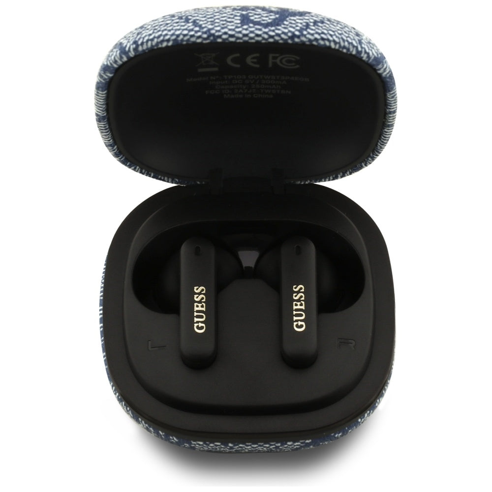 Handsfree Bluetooth Guess 4G Classic Metal Logo, TWS, Blau