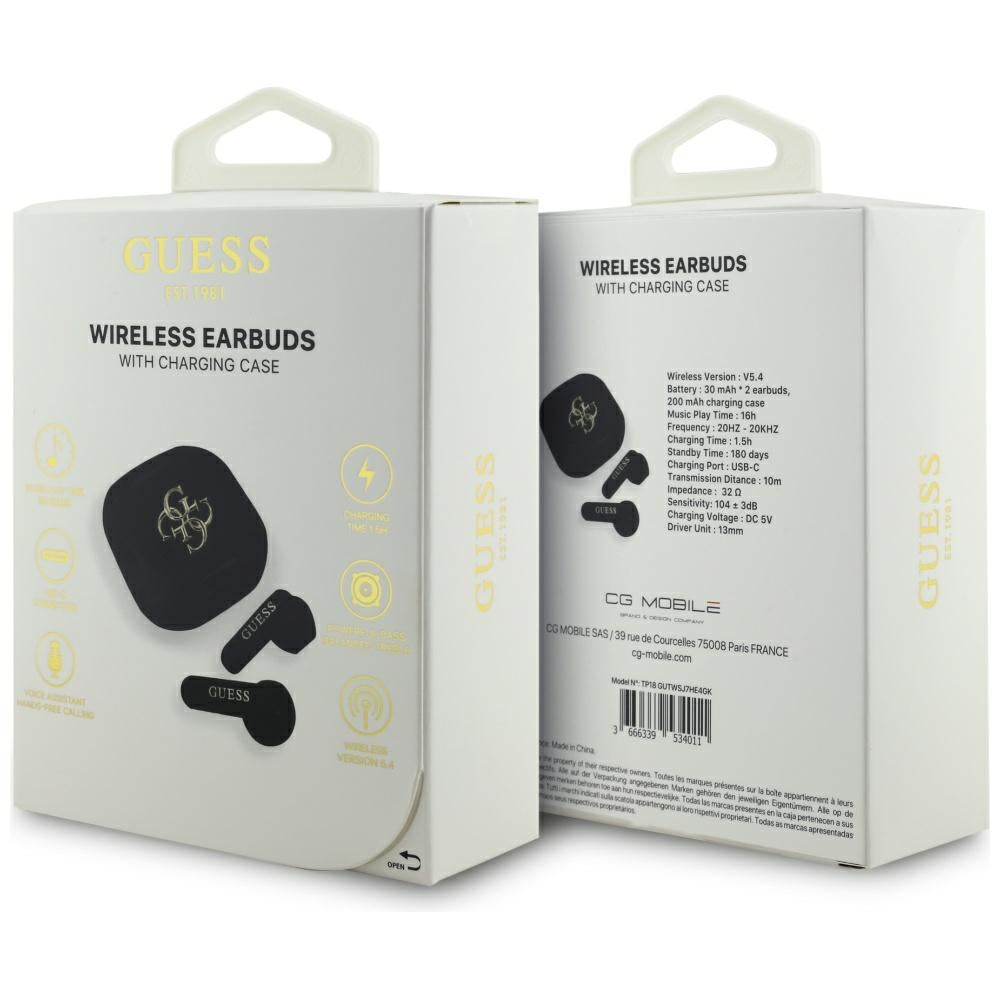 Handsfree Bluetooth Guess 4G Metal Logo, TWS, Weiß