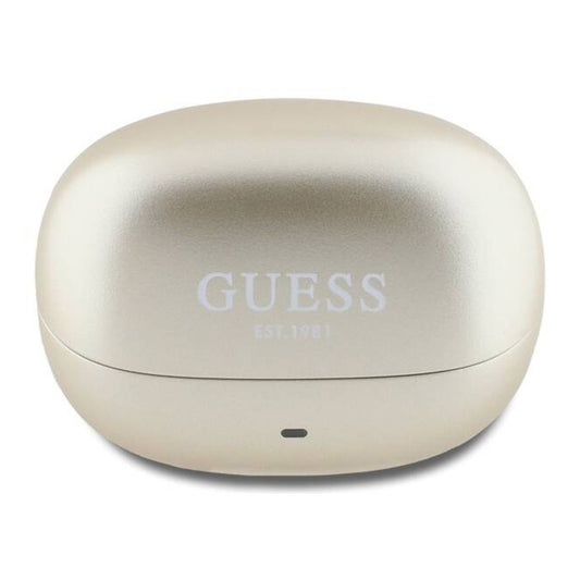 Handsfree Bluetooth Guess Capsule mit bedrucktem Logo, TWS, ANC, Gold