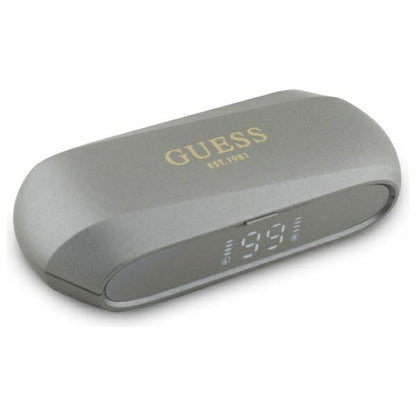 Bluetooth-Freisprecheinrichtung Guess mit verlängertem metallischem Logo-Druck, TWS, Grau