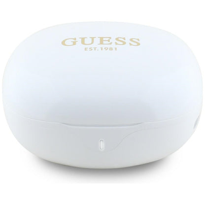 Handsfree Bluetooth Guess Flat Classic Logo Electroplated, TWS, Weiß