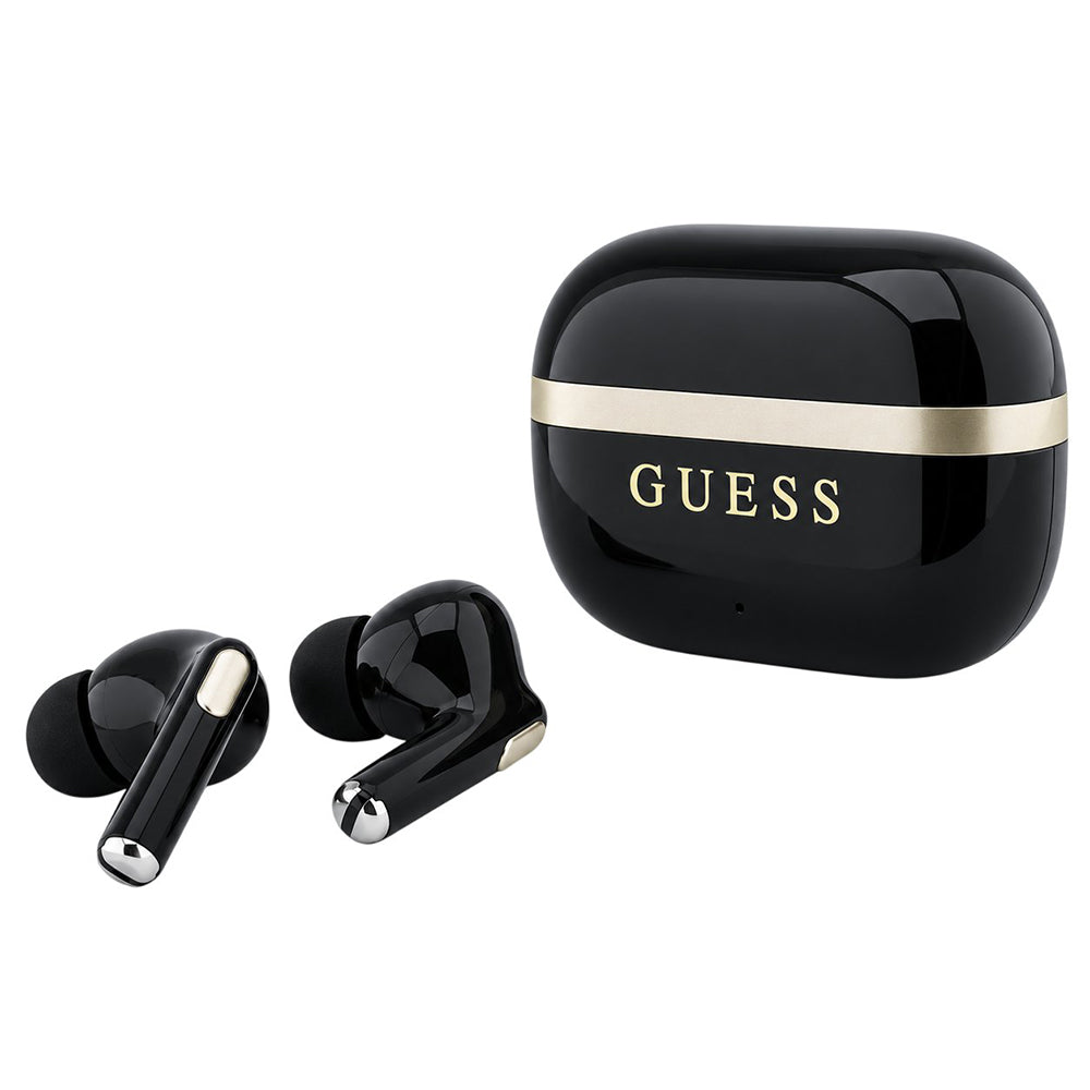 Guess Glossy Gold Line Printed Classic Logo Bluetooth-Headset, TWS, Schwarz