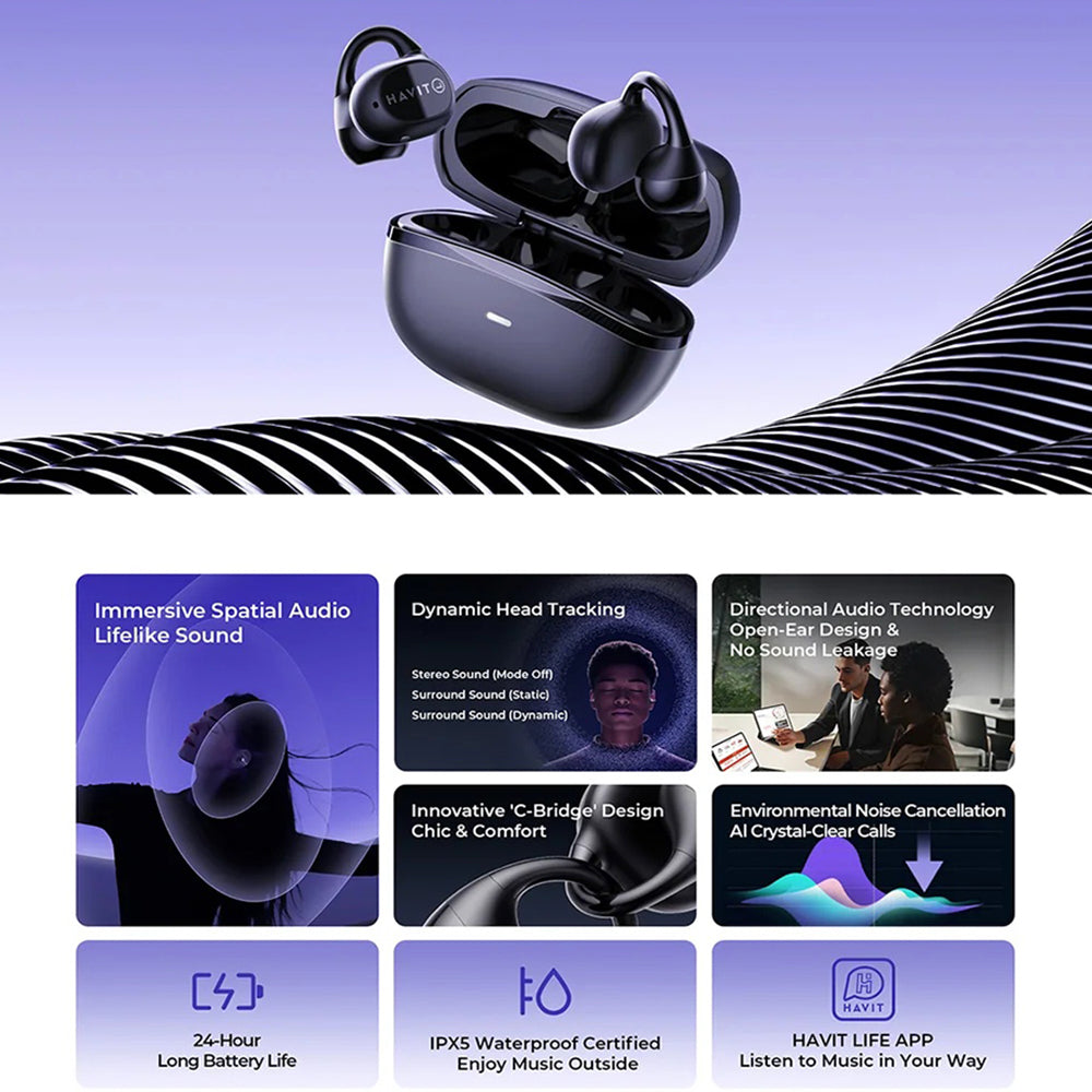 Handsfree Bluetooth HAVIT OWS916, TWS, Schwarz