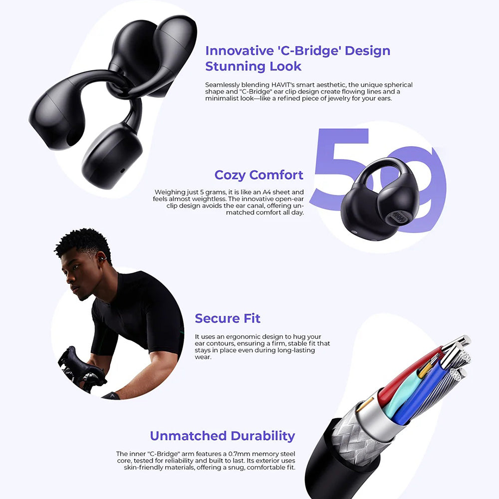 Handsfree Bluetooth HAVIT OWS916, TWS, Schwarz