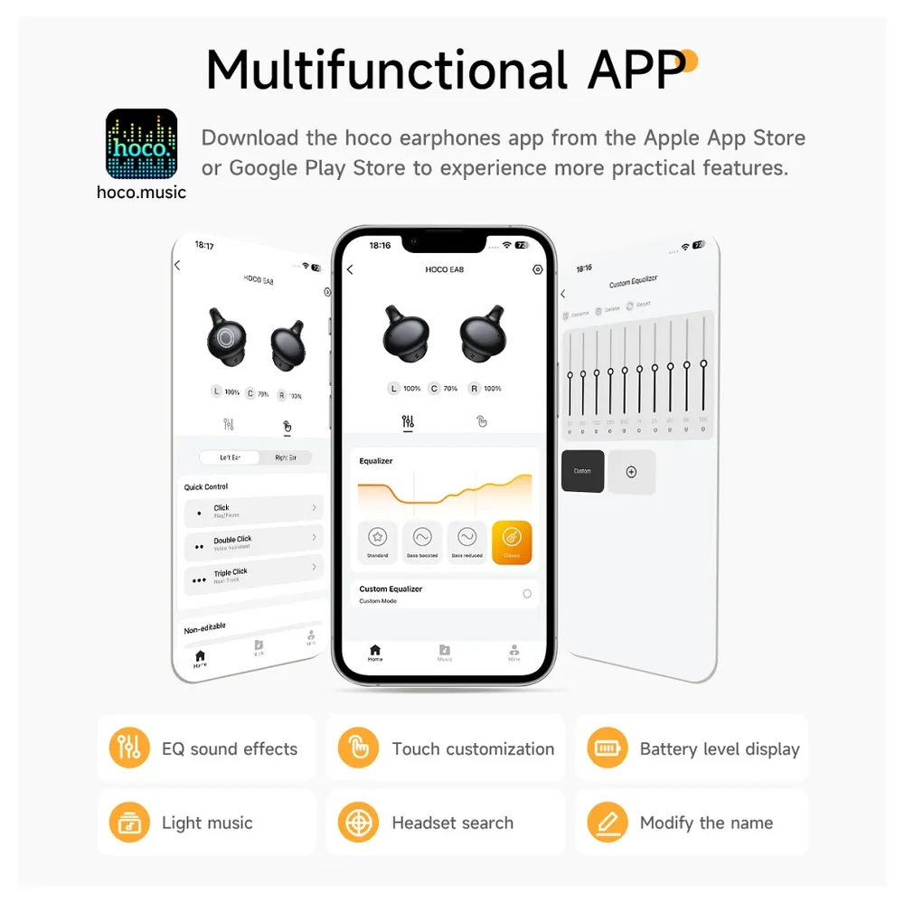 Handsfree Bluetooth HOCO EA8, TWS, Weiß