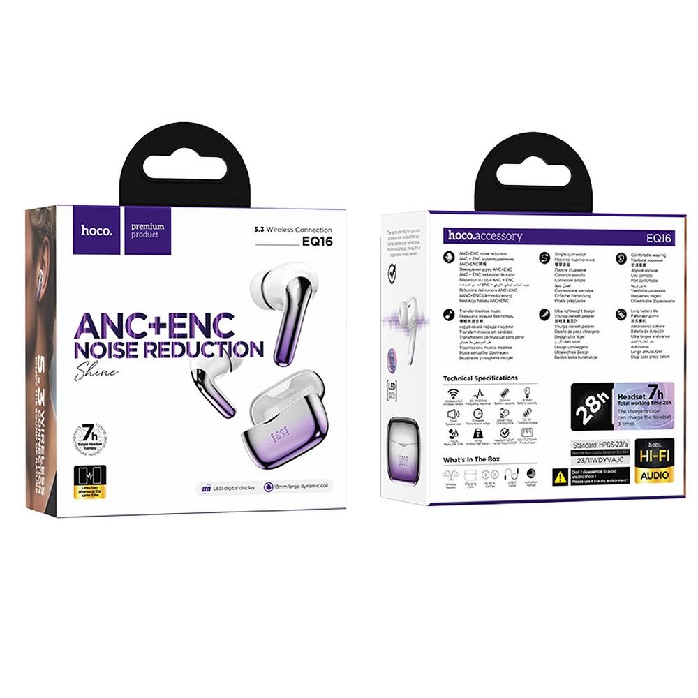 Bluetooth-Freisprecheinrichtung Bluetooth HOCO EQ16, TWS, ANC, Mov 