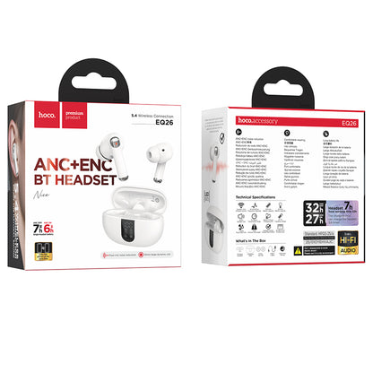 Handsfree Bluetooth HOCO EQ26, TWS, ANC, Weiß