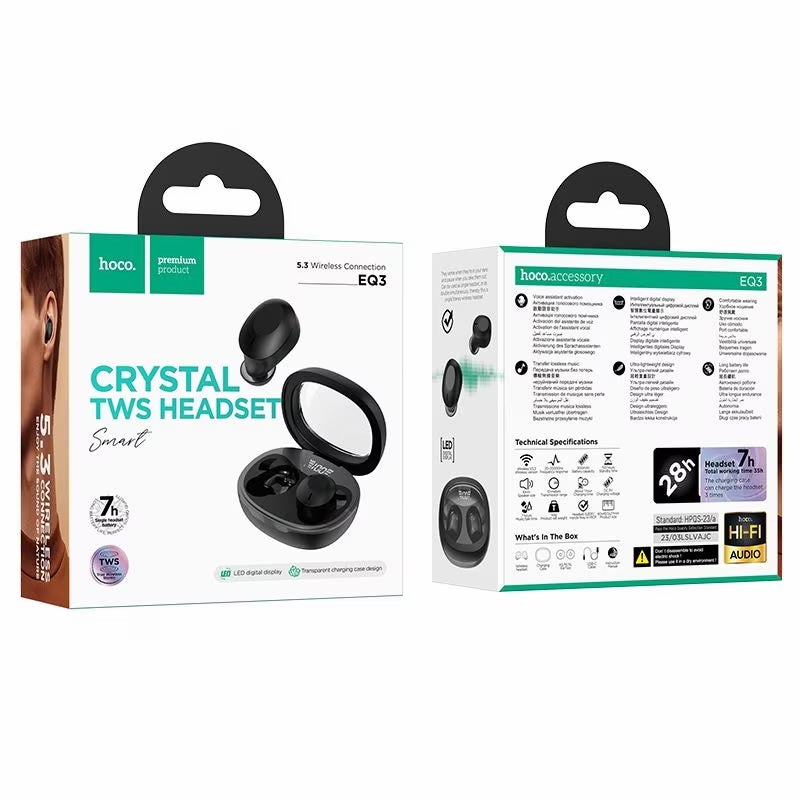 Bluetooth-Freisprecheinrichtung HOCO EQ3, TWS, Schwarz
