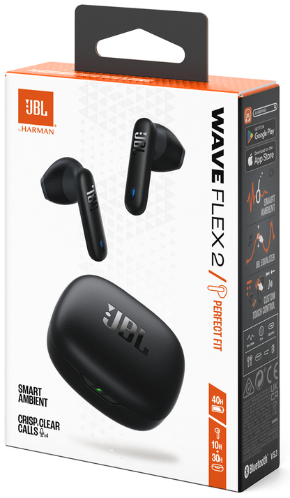 Handsfree Bluetooth JBL Wave Flex 2, TWS, ANC, MultiPoint, Schwarz JBLWFLEX2BLK