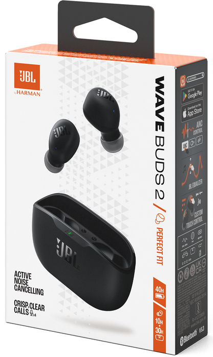 Bluetooth-Freisprecheinrichtung JBL Wave Buds 2, TWS, ANC, MultiPoint, Schwarz JBLWBUDS2BLK