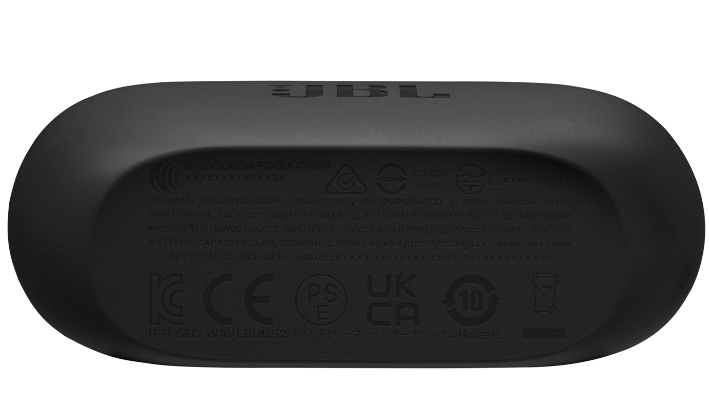 Bluetooth-Freisprecheinrichtung JBL Wave Buds 2, TWS, ANC, MultiPoint, Schwarz JBLWBUDS2BLK