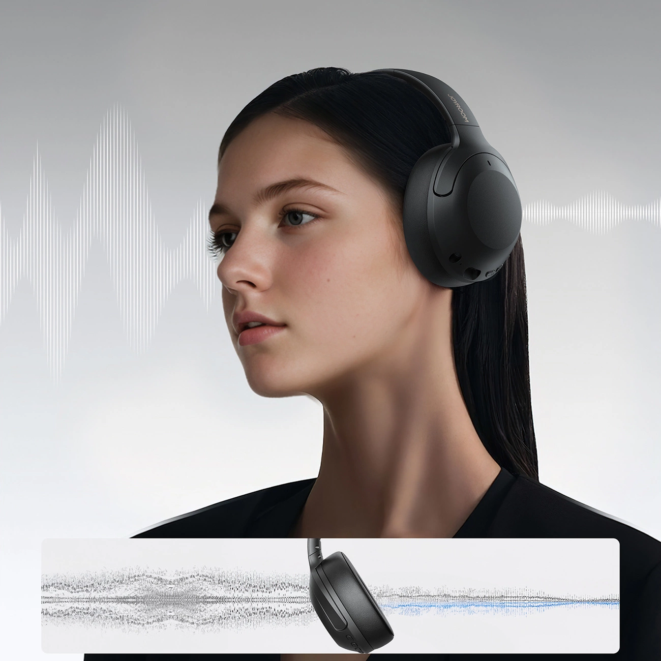 Bluetooth-Headset Joyroom JR-JH2, A2DP, ANC, Schwarz